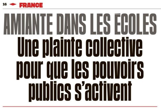 Amiante dans les écoles : une première plainte collective pour que les pouvoirs publics s’activent